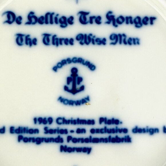 1969 Christmas Plate “De Hellige Tre Konger” Three Wise Men, 7" Blue & White - Picture 8 of 9